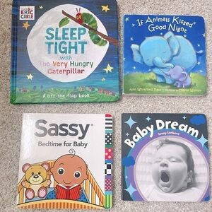 Bundle of 4 baby toddler board books bedtime books lift the flap sensory
